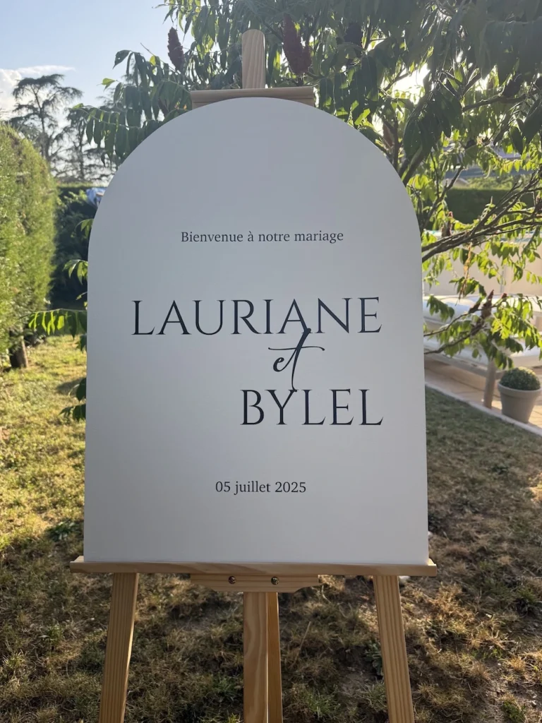 Panneau d'entrée mariage Lauriane et Bylel